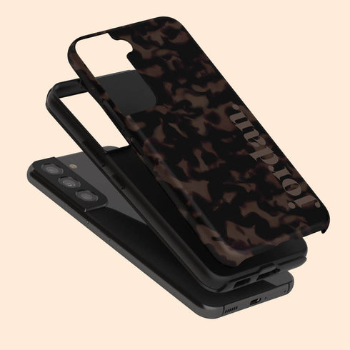 Custom Name Dark Tortoiseshell Serif Galaxy Case